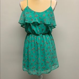 Teal Green with Daisy Print Dress